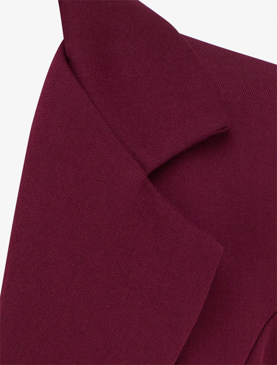 Blazer uni à col cranté - Lie de vin - 3