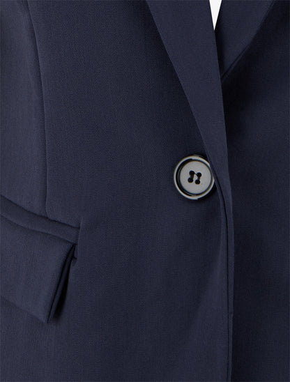 Blazer uni à col cranté - Marine - 3