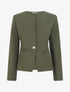 Veste un bouton à épaulettes et col rond - Kaki - 1
