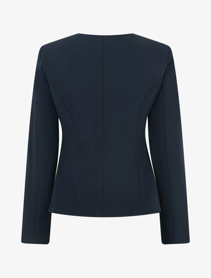 Veste un bouton à épaulettes et col rond - Marine - 2