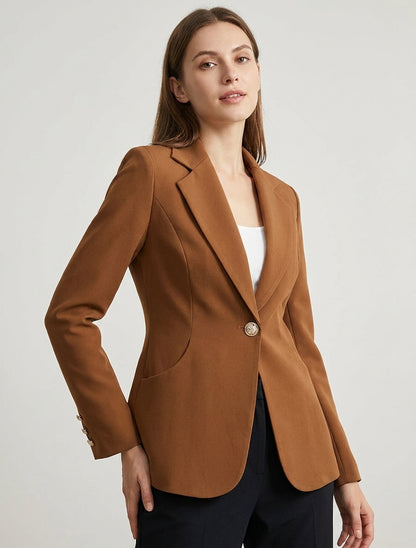Blazer cintré à un bouton et épaulettes - Camel