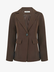 Blazer basique à épaulettes - Marron - 1