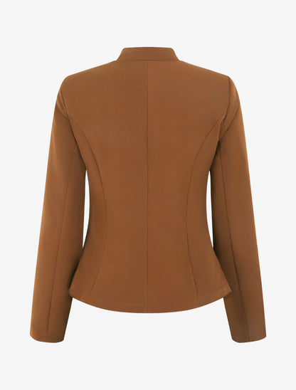 Veste cintrée à épaulettes et zip - Camel - 2