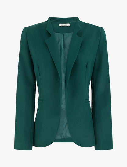 Veste ouverte à col cranté et épaulettes - Vert foncé - 1
