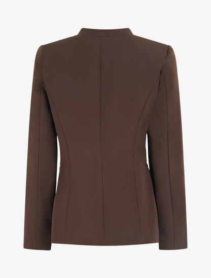 Veste ouverte à col cranté et épaulettes - Marron - 2