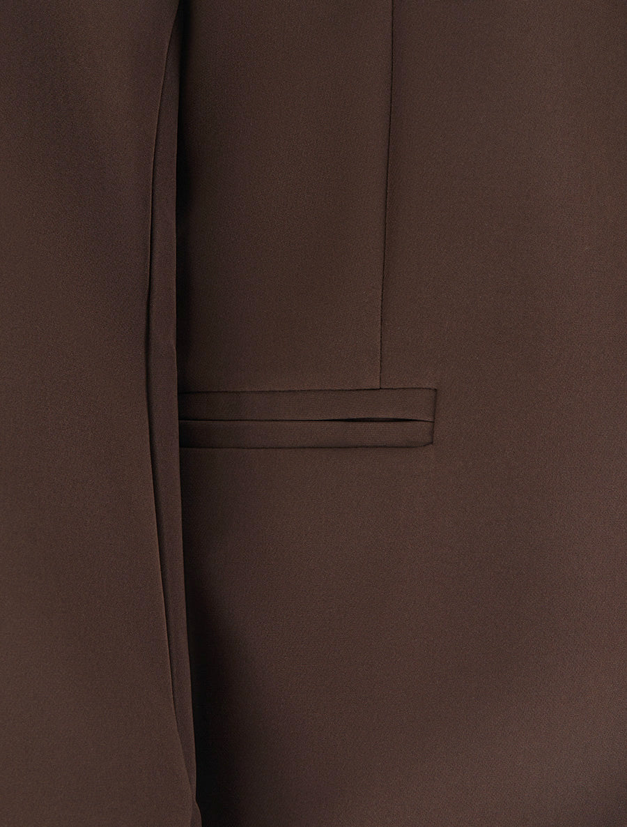 Veste ouverte à col cranté et épaulettes - Marron - 3