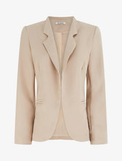 Veste ouverte à col cranté et épaulettes - Beige - 1