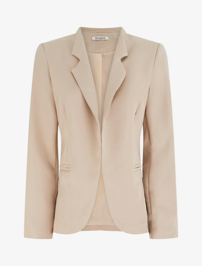 Veste ouverte à col cranté et épaulettes - Beige - 1