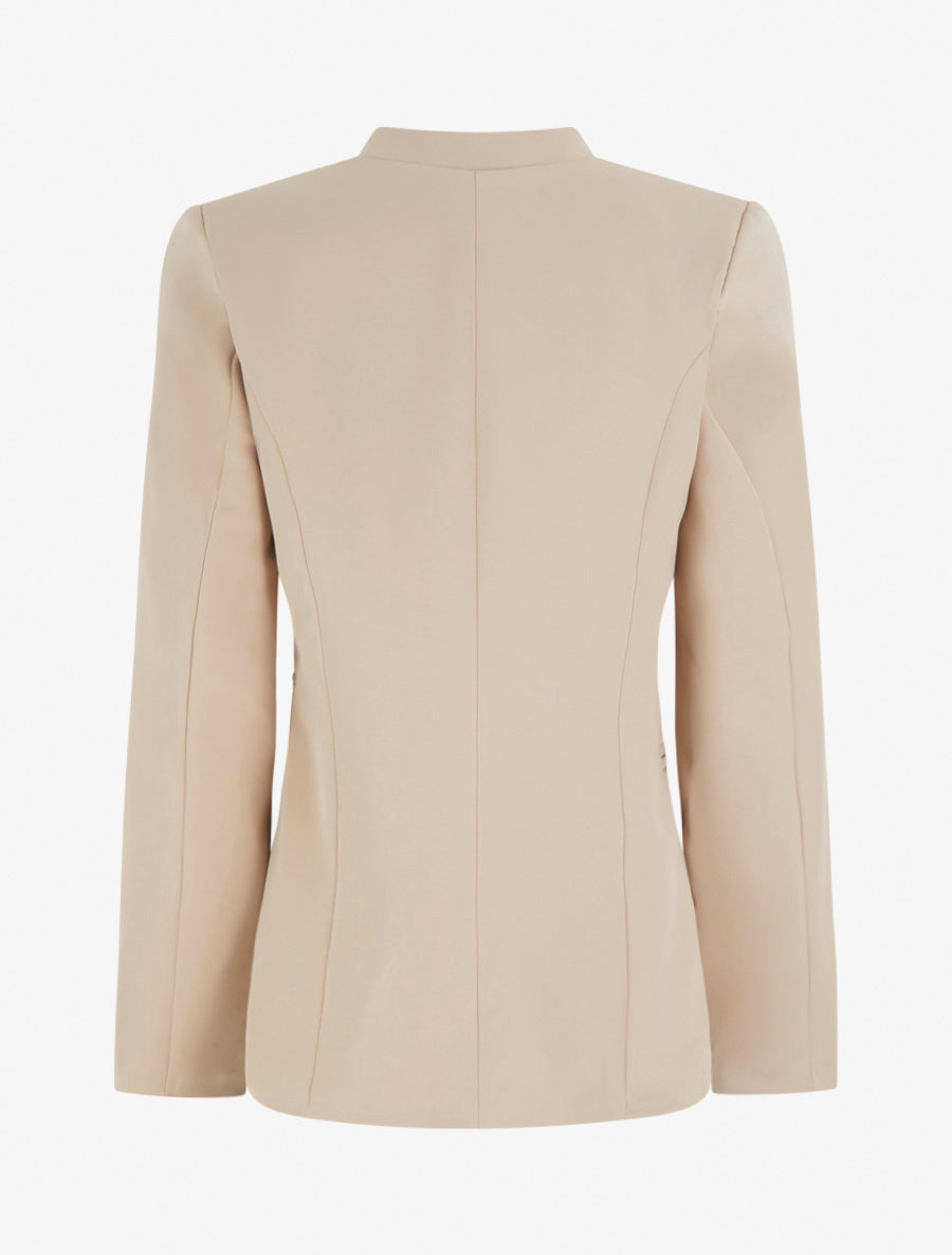 Veste ouverte à col cranté et épaulettes - Beige - 2