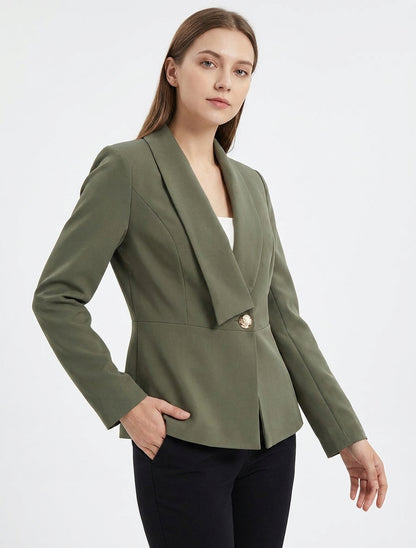 Effen blazer met gestileerde opstaande kraag - Kaki