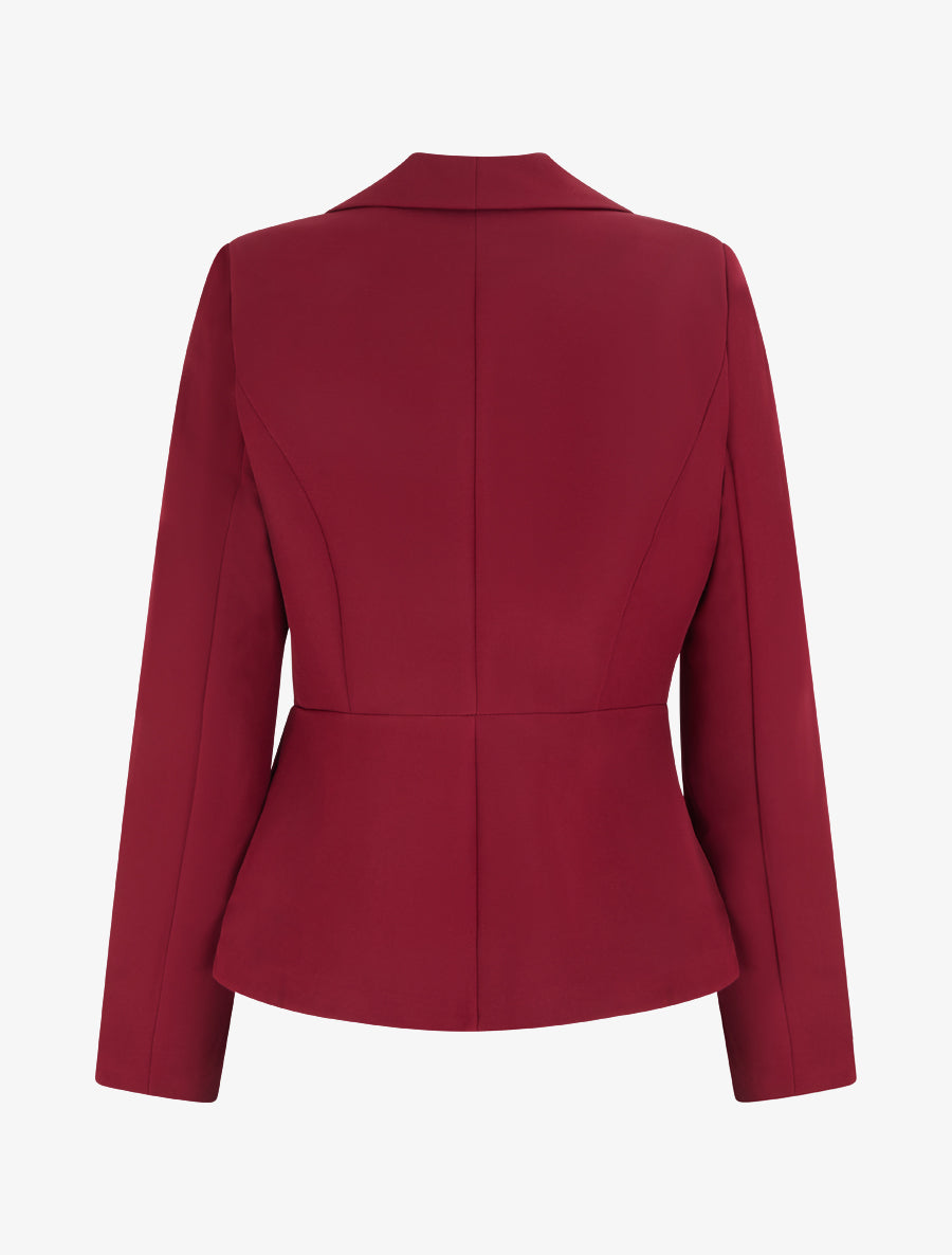 Blazer uni à col droit stylisé - Bordeaux - 2