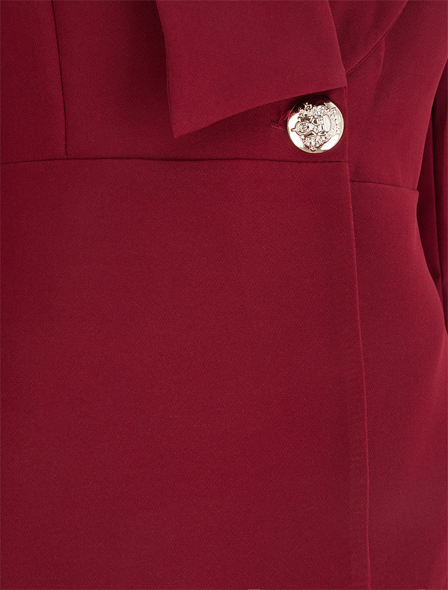 Blazer uni à col droit stylisé - Bordeaux - 3