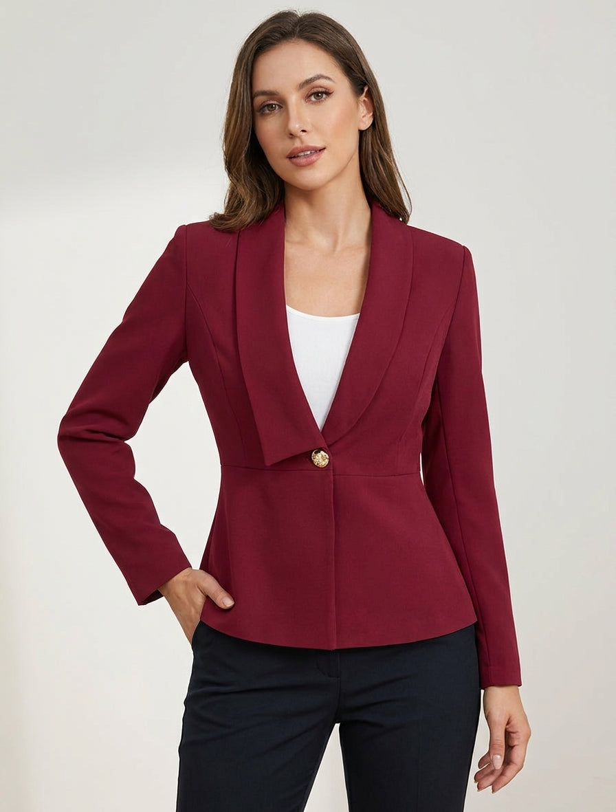 Effen blazer met gestileerde opstaande kraag - Bordeaux