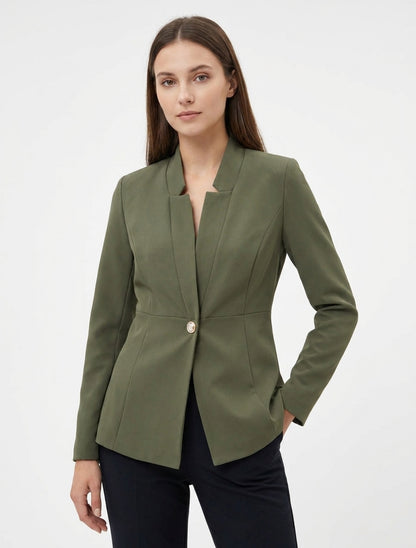 Blazer uni à fermeture boutonné - Kaki