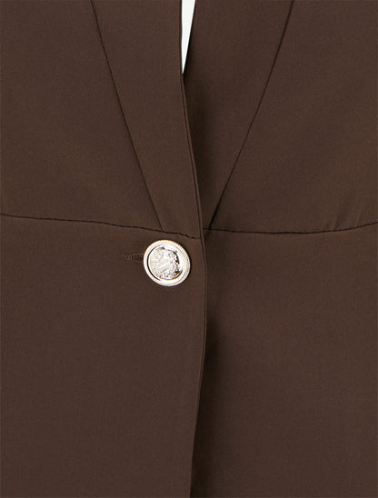 Blazer uni à fermeture boutonné - Marron - 3