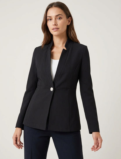 Effen blazer met knoopsluiting - Zwart