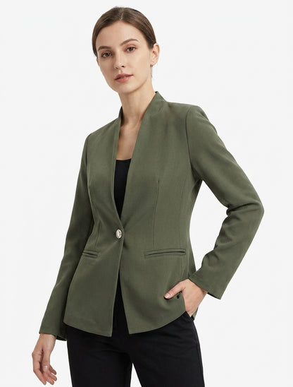 Blazer uni à col droit - Kaki
