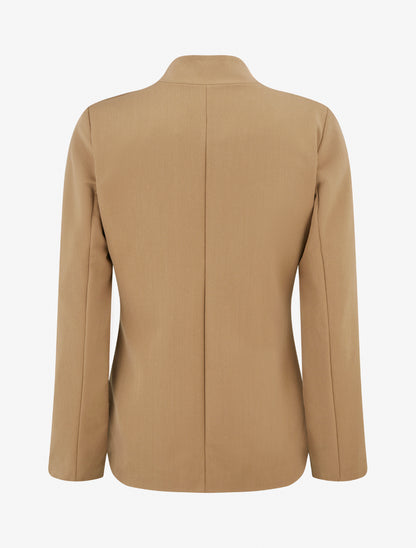 Blazer uni à col droit - Camel - 2