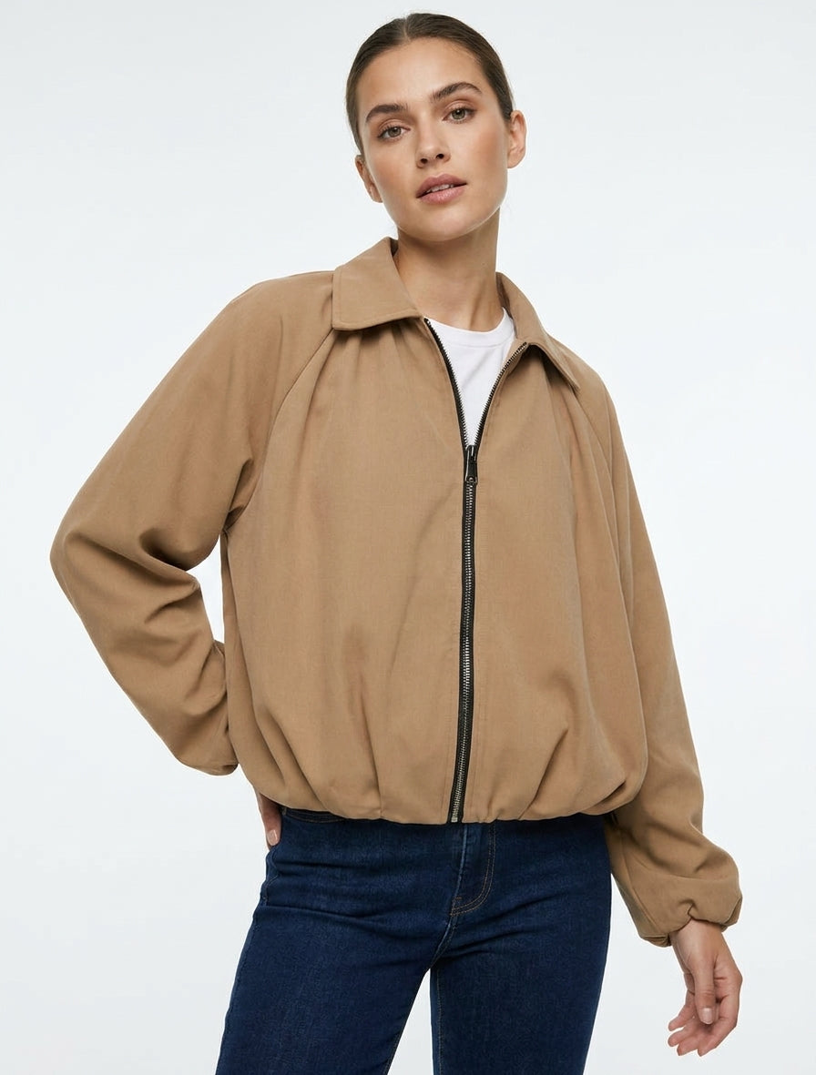 Bomber met elastische boorden - Kameel