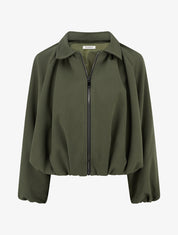 Bomber uni à bords élastiqués - Kaki - 1