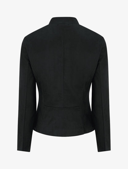 Veste en suédine à col montant et zip - Noir - 2