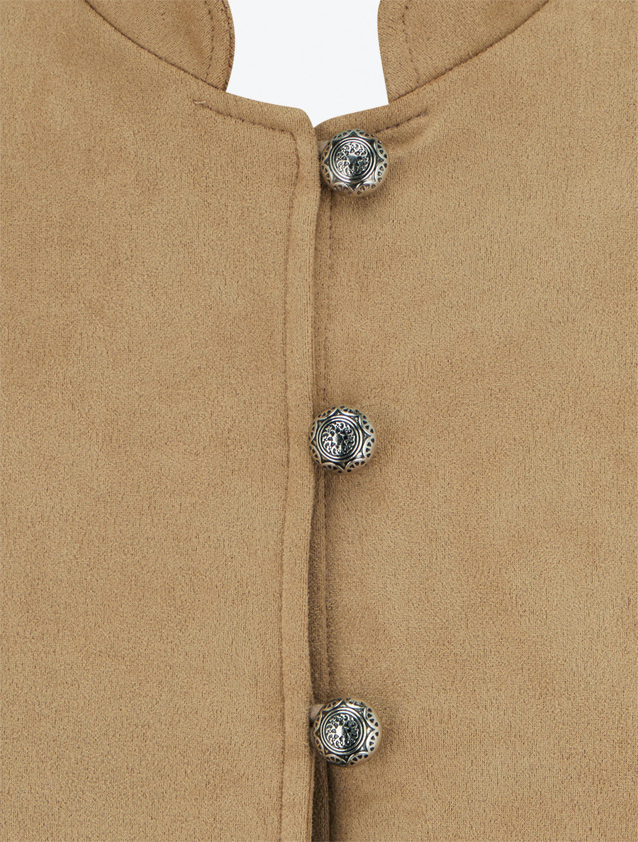 Veste en suédine boutonnée style officier - Beige - 3