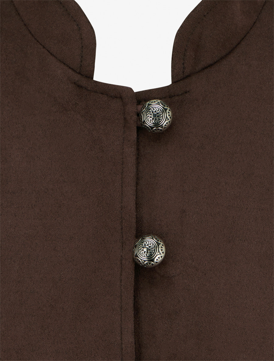 Veste en suédine boutonnée style officier - Marron - 3