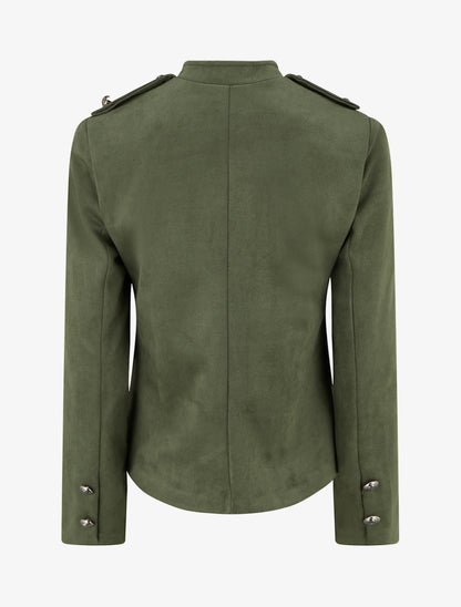 Veste en suédine boutonnée style officier - Kaki - 2