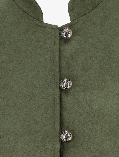 Veste en suédine boutonnée style officier - Kaki - 3