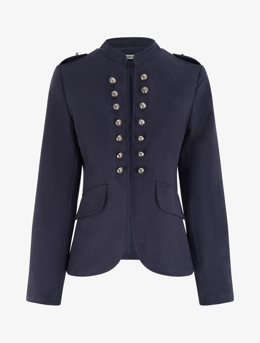 Veste en suédine style officier - Marine - 1