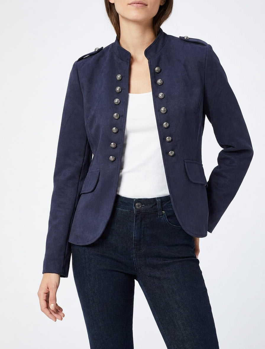 Veste en suédine style officier - Marine