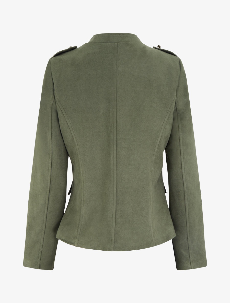 Veste en suédine style officier - Kaki - 2