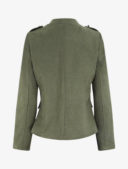 Veste en suédine style officier - Kaki - 2