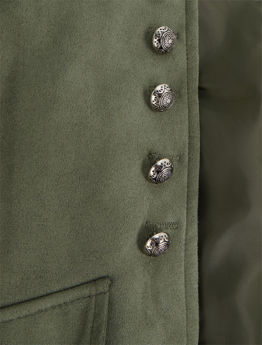 Veste en suédine style officier - Kaki - 3