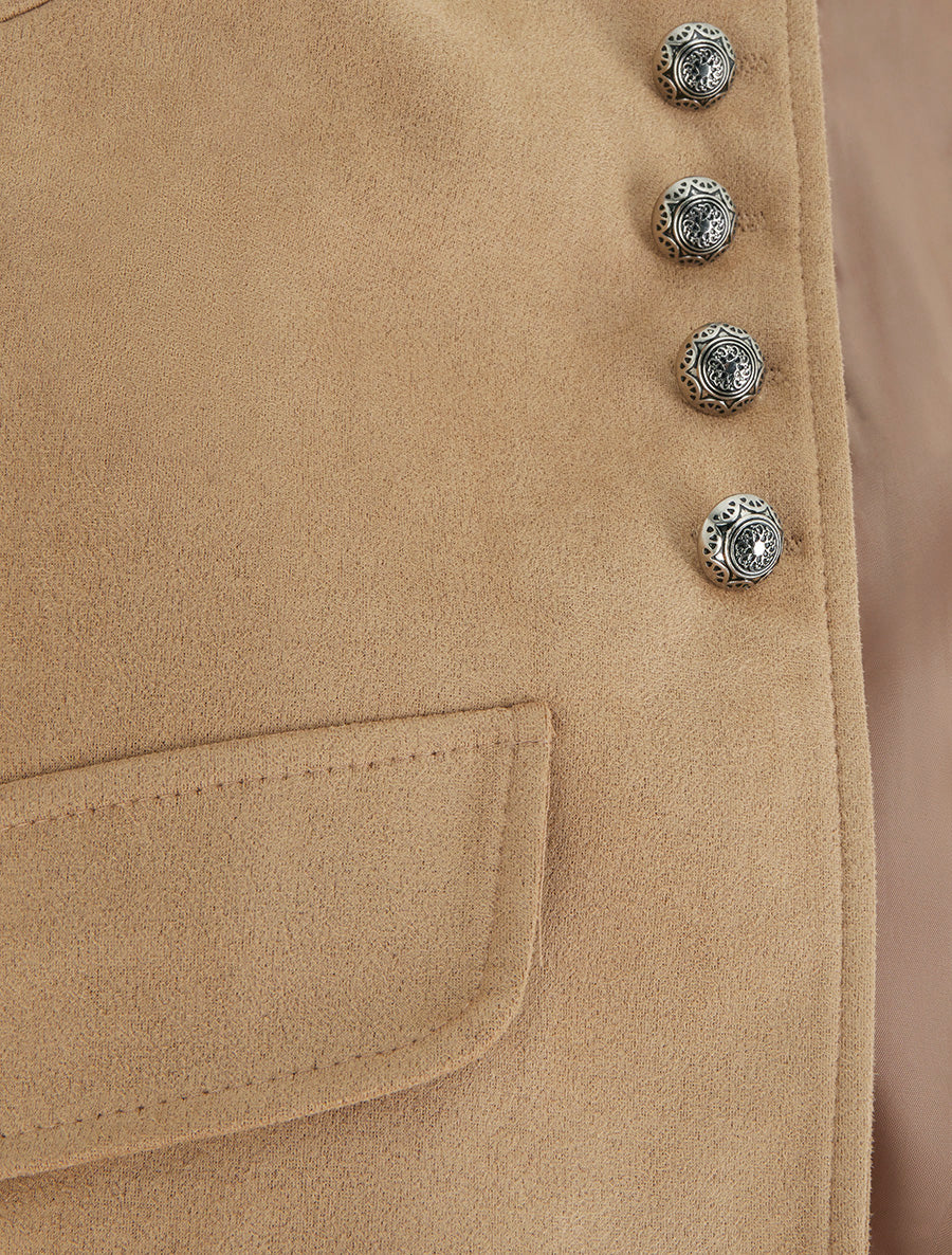 Veste en suédine style officier - Beige - 3