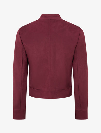 Veste en suédine zippée à poche à rabat - Lie de vin - 2