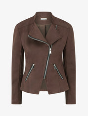 Veste style perfecto en suédine - Marron - 1