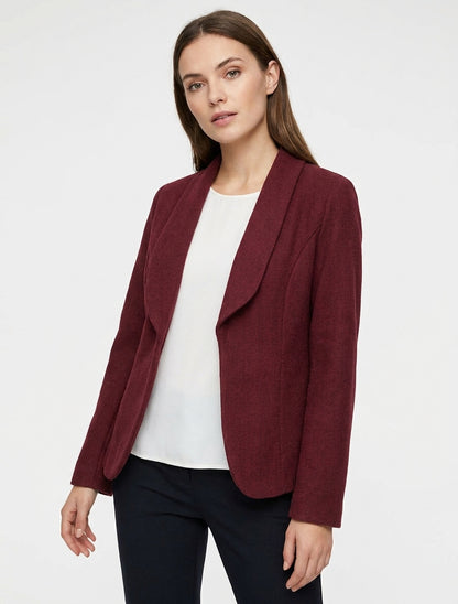 Blazer ouvert en feutrine motif chevron - Lie de vin