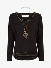 Pull fin à bords irisés - Noir - 5