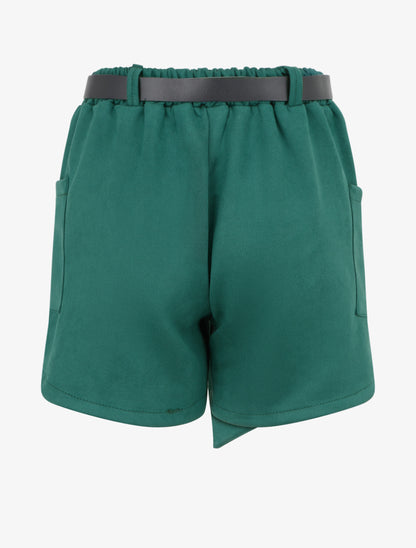 Short suédine style jupe à poches plaquées - Vert foncé - 2