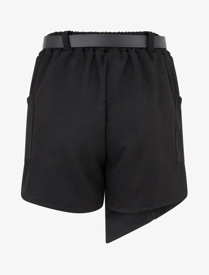 Short suédine style jupe à poches plaquées - Noir - 2