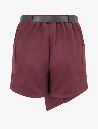 Short suédine style jupe à poches plaquées - Lie de vin - 2