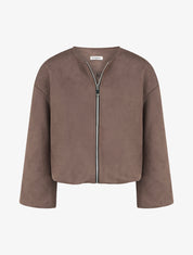 Veste en suédine style bomber coupe oversize - Marron - 1