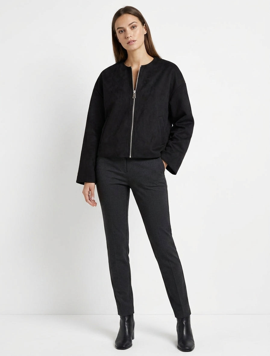Oversized bomberjack van suèdine. - Zwart