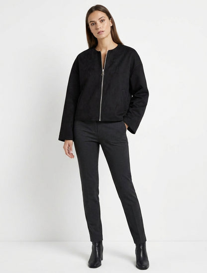 Oversized bomberjack van suèdine. - Zwart