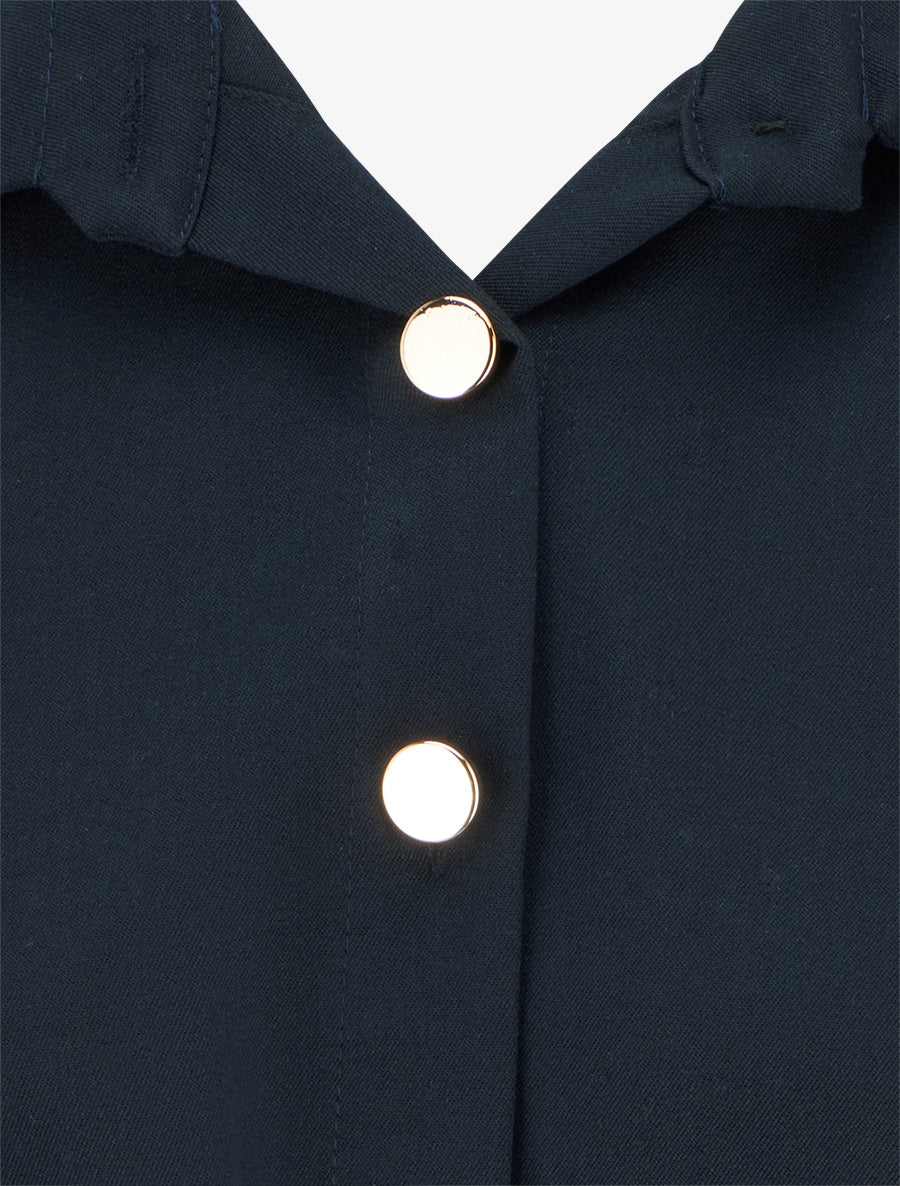 Blouse élastiquée à col à pied - Marine - 3