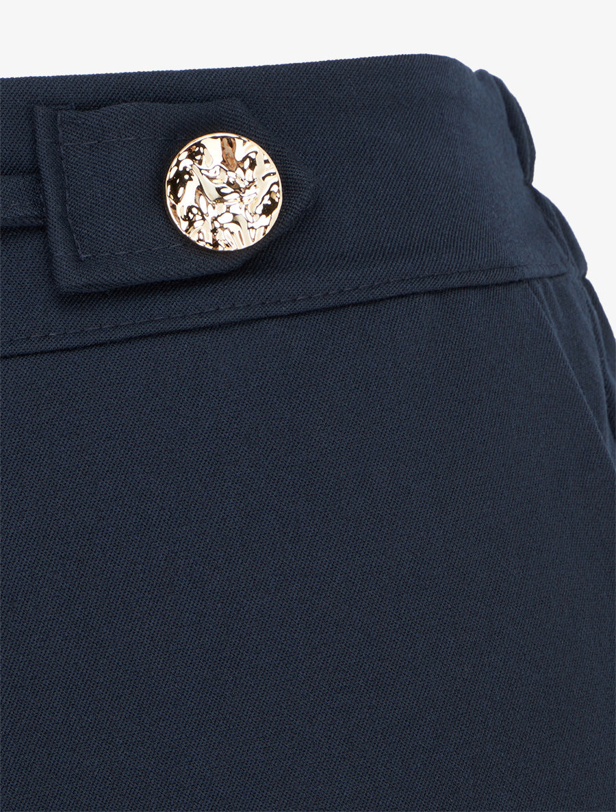 Pantalon ample taille haute bijoux - Marine - 3