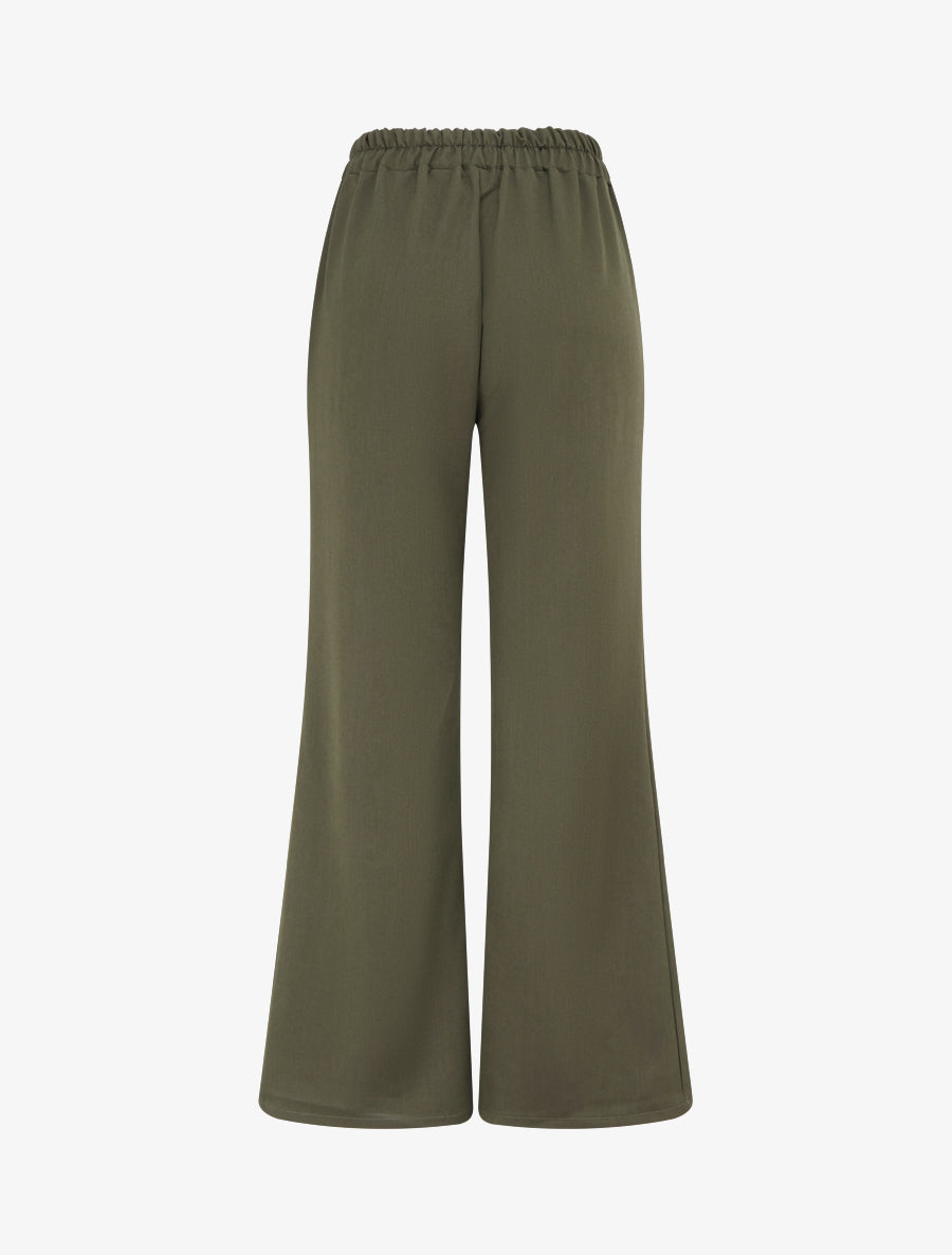Pantalon ample taille haute bijoux - Kaki - 2