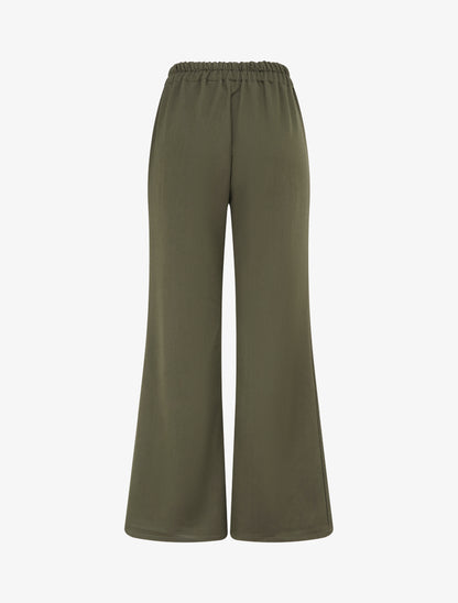 Pantalon ample taille haute bijoux - Kaki - 2