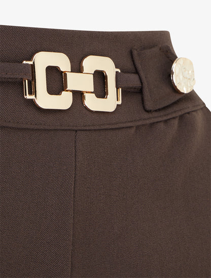 Pantalon ample taille haute bijoux - Marron - 3
